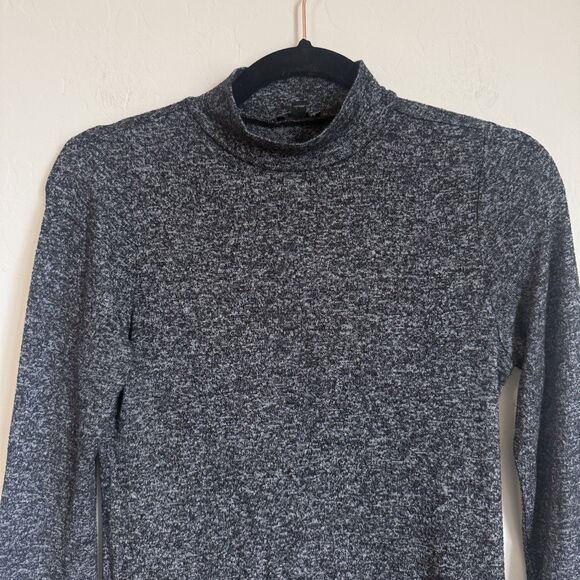 Express Factory XS Charcoal Long Sleeve Ruffle Sweater Shirt Dress Goth Academia - Picture 4 of 13